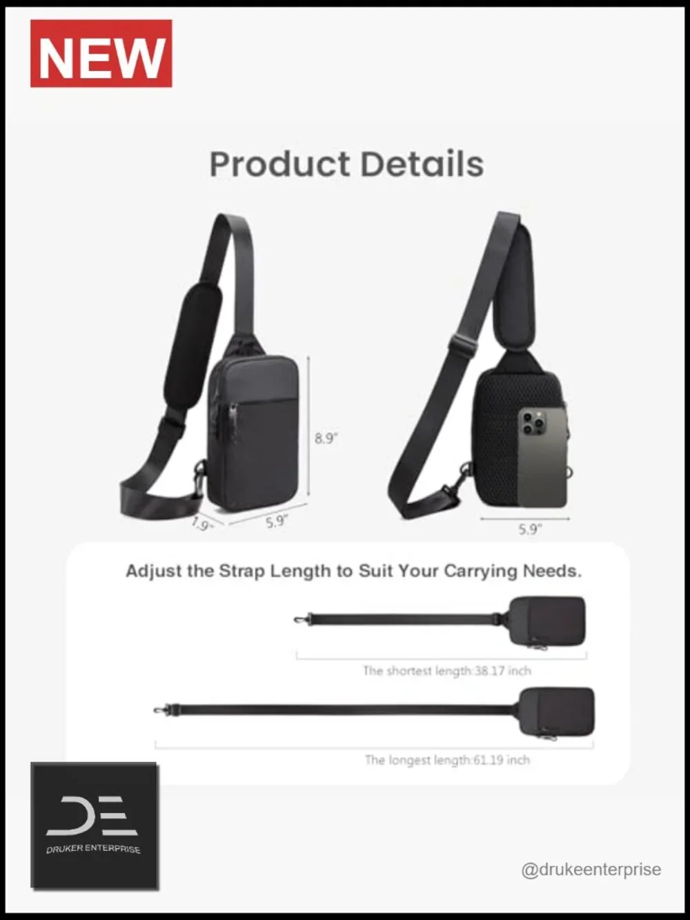 RFID Blocking Sling Bag Crossbody Backpack Chest Bag for Travel Workout
